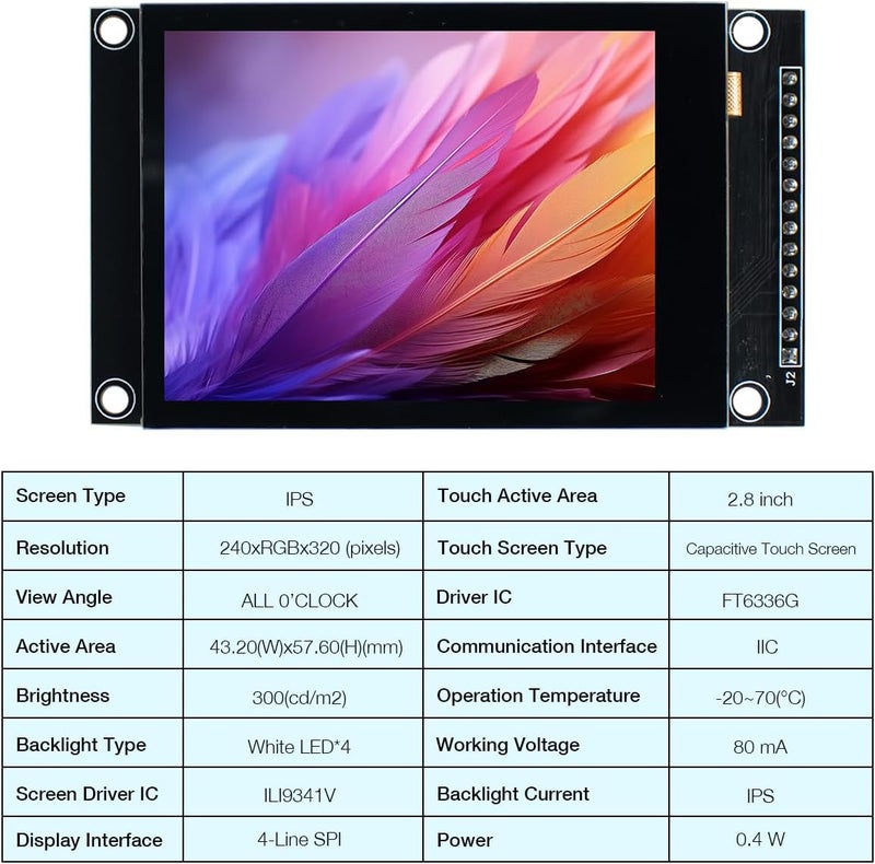 Hosyond شاشة LCD تعمل باللمس سعة 2.8 بوصة 240x320 IPS مع وحدة تحكم ILI9341V لنموذج Arduino R3/Mega2560 - Image 3